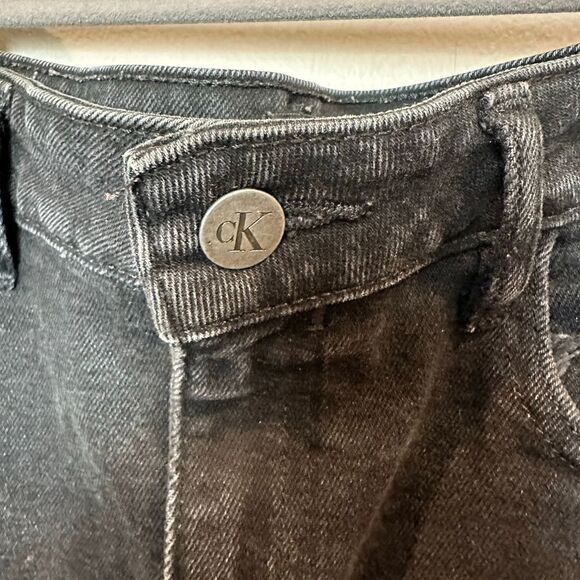 Calvin Klein Black Denim Mini Skirt M Stretch - Picture 4 of 10